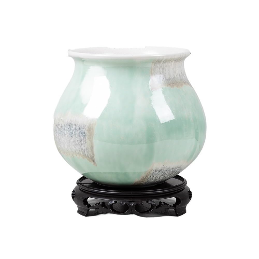 HLHLOP777 Flower Pot Personalized with Base, Green Plant, Succulent Bonsai, Potted Round Ceramic Flowerpot, Large Orchid, Breathable House Plants, Succulents, Flowers