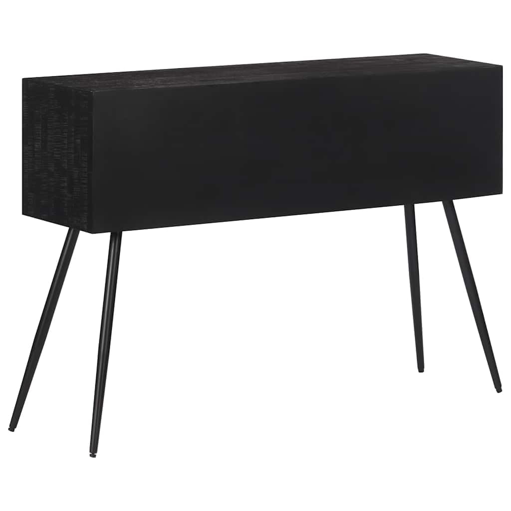 Tavolo consolle con cassetti in legno massiccio di teak riciclato e struttura in ferro nero, 116 x 30 x 76 cm, versatile tavolino da corridoio e soggiorno, con spazio per decorazione e