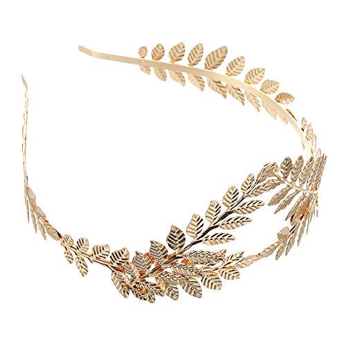 Leaf Headband Roman Goddess Crown Hair Band Boho Bridal Christmas Hair Hoop Women Girls Wedding Hairband Party Decoration Headdress Cosplay Costume Headwear Handmade Headpiece Hair Accessories Golden #TOP1
