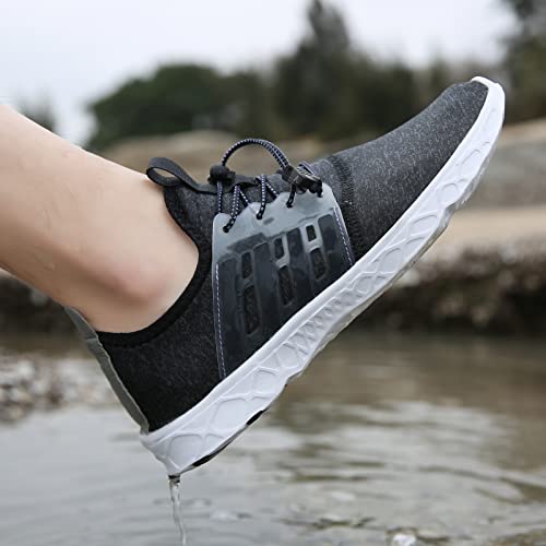 Whatseaso Womens Water Shoes Lightweight Quick Dry Aqua Barefoot Athletic Sports Shoes For Beach Swim Boating Hiking Surfing Yaga 7 Women/6 Men, Dark Grey #TOP5
