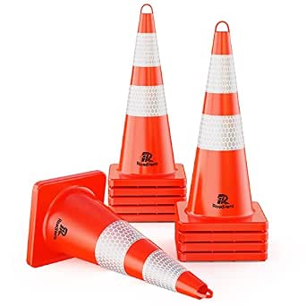 [10pcs] RoadHero Traffic Safety Cones 28 Inch, Plastic PVC Cone ...