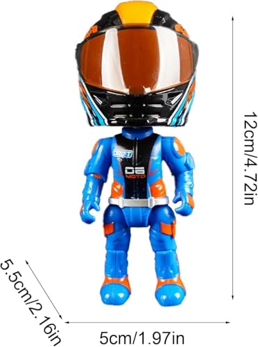 Image of Questsole 2-in-1 Die-Cast Helmet Transformer - Metal Racing Helmet to Poseable Biker Action Figure, Desk Collectible & Showpiece for MotoGP F1 Bike Lovers, Gift for Men & Boys - Blue
