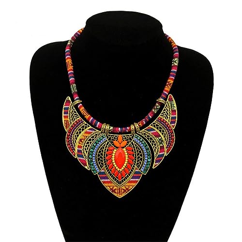 Ethnic Style Chunky Colorful Collar Festival Tribal Beaded Boho Choker Costume Necklace for Women Gift2
