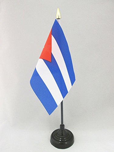 AZ FLAG Cuba Table Flag 15 x 10 cm – Small Cuban Office Flags 10 x 15 cm Gold Tip