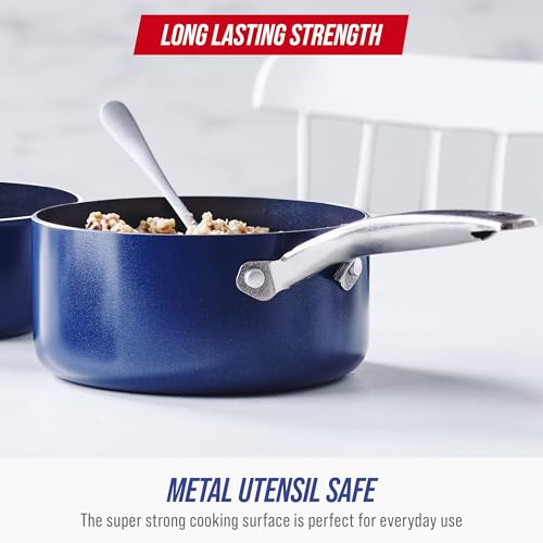Blue Diamond Nonstick, Non-Toxic PFAS-Free 2QT Saucepan with Lid, Dishwasher & Oven Safe, Stay Cool Handle, Blue - Image 6