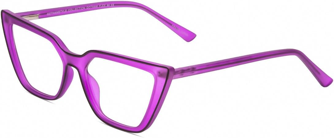Calabria Gotham Chic 84 Triangular Cateye Reading Glasses Blue Light or Clear Lens Women Eyeglass Trendy Reader w/Hard Case