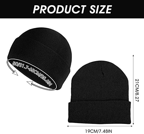 Sibba 2 Pieces Unisex Beanie Hat Soft Lightweight Winter Knit Cuffed Caps Fisherman Beanie Warm Windproof Skull Cap for Men and Women