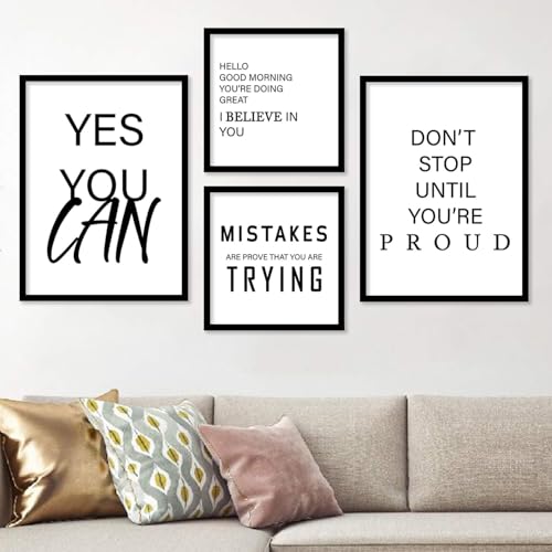 Image of kotart Motivational Quotes Posters with Frame for Home Decoration - Quotes Frame for Living Room Bedroom Office Room Decor - Painting for Wall Decoration - Pack of 4 (Art 7, Big (13x17 or 13x13 inch))