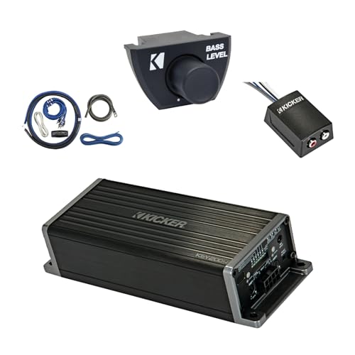 Kicker KEY200.4 200 Watt 4-Channel Full-Range Auto-EQ Smart Amplifier with Remote, Wiring Install Kit, Stereo Line Output Converter