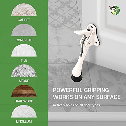 One Touch Kickdown Door Stopper, Door Holder, Heavy Duty Door Stops, Bottom Of Door, Height-Adjustable Rubber Tips By Hashi (White 4 Inch X 1Pack) #TOP2