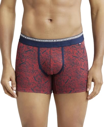 Image of Jockey US63 Men's Super Combed Cotton Elastane Stretch Printed Trunk with Ultrasoft Waistband