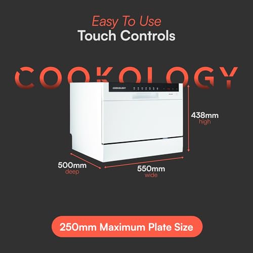 Cookology CTTD6WH Mini Counter Top Dishwasher in White - 6 Place Settings - Table Top - Compact Design - 6 Drying Settings - 7 Wash Cycles - ECO Friendly Mode - Image 5