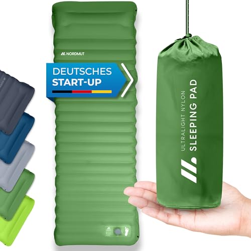 NORDMUT® Isomatte Schnellaufblasend mit integrierter Fußpumpe 10 cm - Isomatte Camping mit kleinem Packmaß - Outdoor Matratze für müheloses… – Ansicht 1