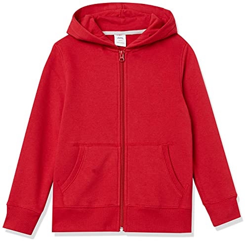 Amazon Essentials Boys Fleece Full-Zip Hoodie Sweatshirt with Lined Hood for Kids Red 4T