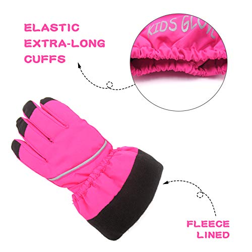 Image of BAVST Kids Winter Glove Boys Girls Snow Ski Waterproof Gloves for Teens Fleece Lining Warm Mittens Outdoor