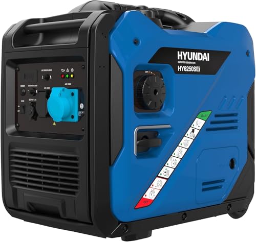 Hyundai Générateur Onduleur 5.5 kW Essence, 5000 W Puissance Continue, Démarrage Électrique, Sinus Pur, Niveau Sonore 69 dB – Idéal pour Grandes...