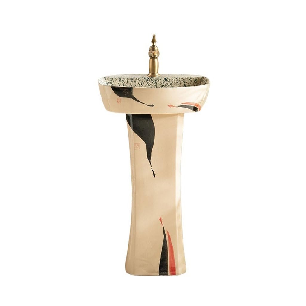 Artistic Column Bathroom Washbasin Floor-Standing Balcony Bathroom Bowl Sink