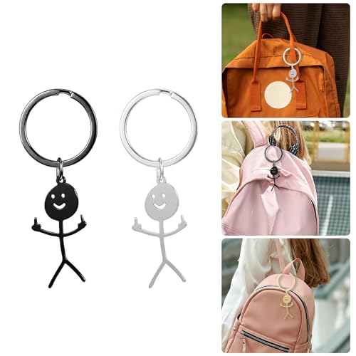 2 Pcs Middle Finger Gifts Funny Keyring Funny Gifts for Women Men, Cool Keyring Fun Stainless Steel Doodle Key Chains Long Distance Friendship Gift for Prank Joke Couples Friends Christmas - Image 4