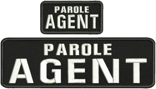 Special Patches for Velcro Patches for Uniform for Parole Agent Embroidery Patch 3x10 and 2x4 Hook White on Black Model-Q-X988-1207
