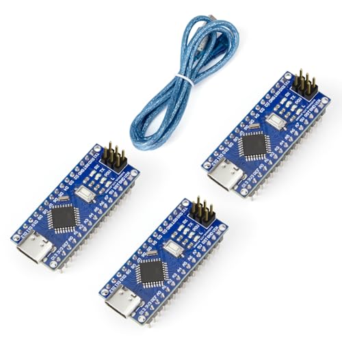 ELEGOO Presoldered Nano Boards USB-C with Cable Compatible with Arduino IDE Microcontroller Mini Board ATmega+328P CH340 Chip