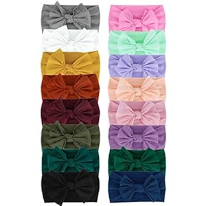 JMITHA Baby hoofdbanden baby meisjes pasgeborenen haarband hoofdband zachte hoofdband baby sieraden babygeschenken & doop (B – 16 stuks)