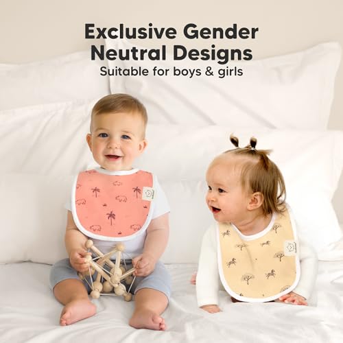 Image of 8-Pack Organic Baby Bibs for Boys, Girls - Soft Cotton Drooling and Teething Bibs for Baby Girl & Boy, Extra Absorbent, Easy to Clean & Put On for Toddler, Newborn, Infant 0-24 Months (Mesozoic)