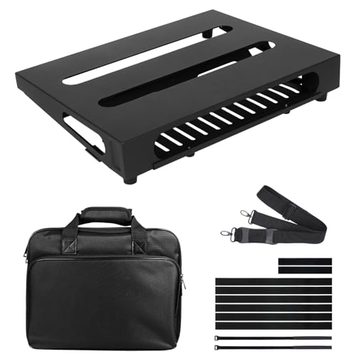 SOYAN 14' x 10.6' Guitar Pedal Board with Power Supply Tray, Carry Bag & Mounting Tapes Included (Black...