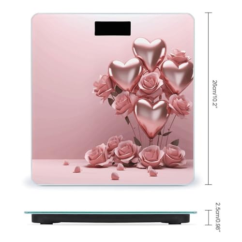 Báscula digital de baño con forma de corazón rosa miniatura 2