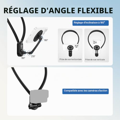 Neewer support de cou magnétique avec fixation rapide pour caméra Insta360 - 5