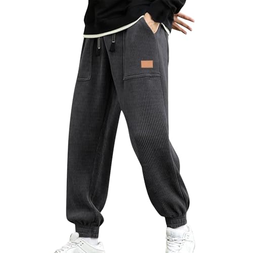 Men's Corduroy Jogger Sweatpants Baggy Elastic Bottom Casual Athletic Drawstring Pants with Pockets, M-3XL