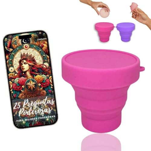 Feminatural Esterilizador Copa Menstrual. Vaso Esterilizador Copa Menstrual y Disco Menstrual, Esterilizador Microondas Silicona Tamaño Grande- 200 ml-, Hervidor Copa Menstrual Plegable. (Rosa)