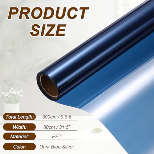 Película para ventana privacidad uxcell 31.5"x9.8 ft azul plata miniatura 2