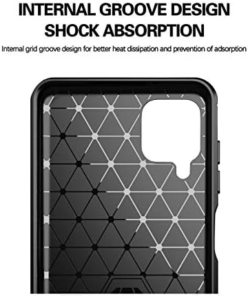 Teayoha Case for Samsung Galaxy A12/M12, with Tempered Glass Screen Protector [2 Pack], Carbon Fiber Scratch Resistant, Shock Absorption Soft TPU Drawing Protective Cases Phone Cover - Black