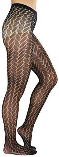 Image of ToBeInStyle Women's Vintage Art Deco Chevron Ornate Design Tights Pantyhose