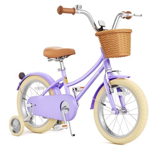 Image of 67i Girls Bike with Training Wheels 12 /14 /16 /20 Inch, Toddler Girl Bicycle for Ages 3-12, Bicicleta para Ninas with Basket, Bell, Adjustable Seat & Handlebar, Padded Seat, Chain Guard
