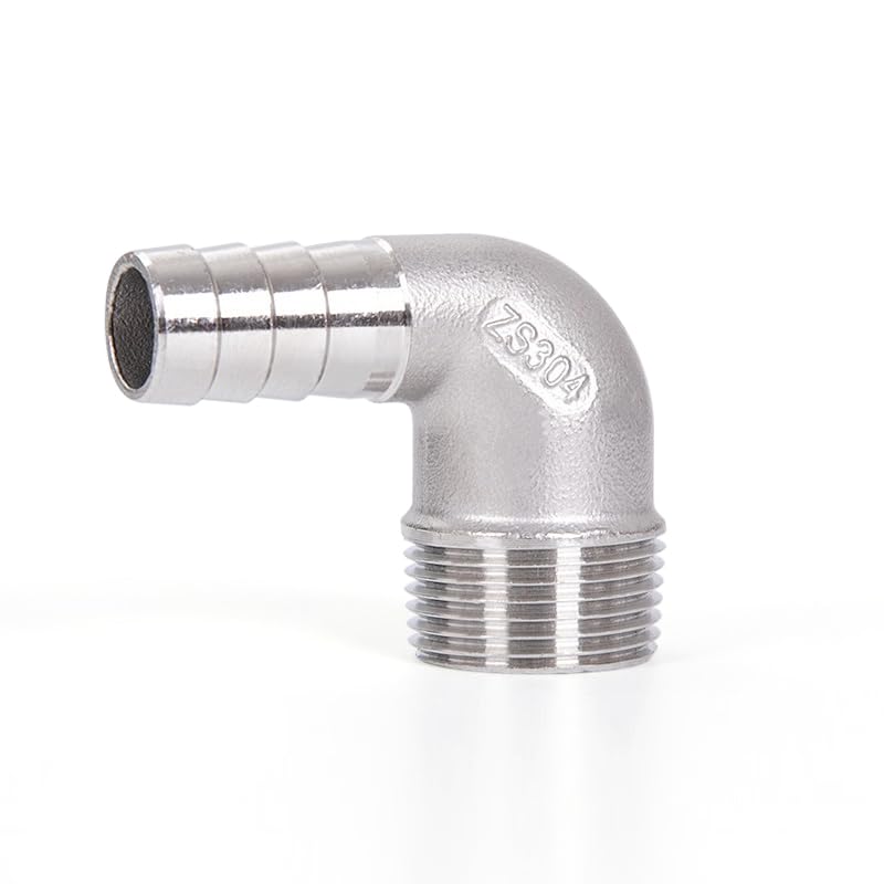 Codo de acero inoxidable 304 de alta resistencia BSPT 1/2 con espiga 10mm 6