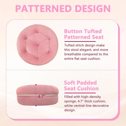 Image of KLASIKA Velet Rolling Bar Stool with Wheels, Tall Drafting Stool with Adjustable Height and Footrest, Multi-Purpose Office Desk Chair for Home Kitchen Shop Work, Pink (4PK)
