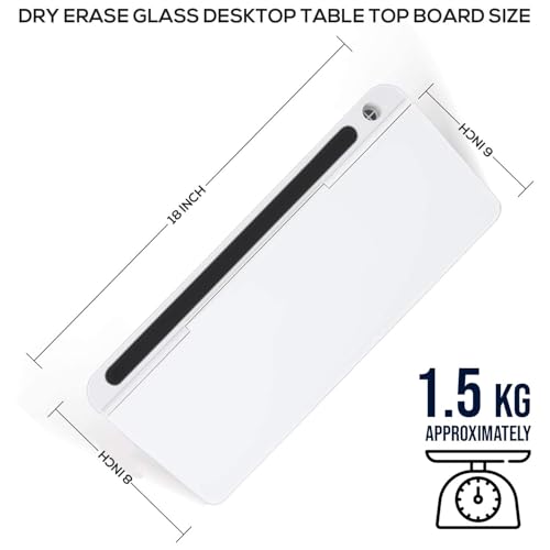 Image of LifeKrafts Dry Erase Glass Whiteboard | Desktop Easel Board for Office, Home, School, Adults & Kids | Tabletop Writing Board | Reusable Marker Board | 2 Pens & 1 Eraser | 18x8 Inches | Pack of 1