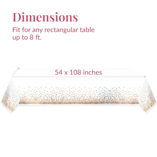 Image of Prestee Rose Gold Plastic Table Cloth Disposable, 4 Pack - 54x108 Inch Rectangle Tablecloths for Wedding and Party - Heavy-Duty, Waterproof Table Covers - Pink and Gold, for Birthday or Fine Dining