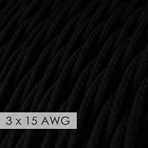 Extension Cord - Twisted Black Rayon TM04-15/3 AWG - 50ft