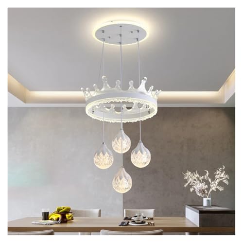 Lustre moderne couronne LED blanche à 3 couleurs pour table à manger
