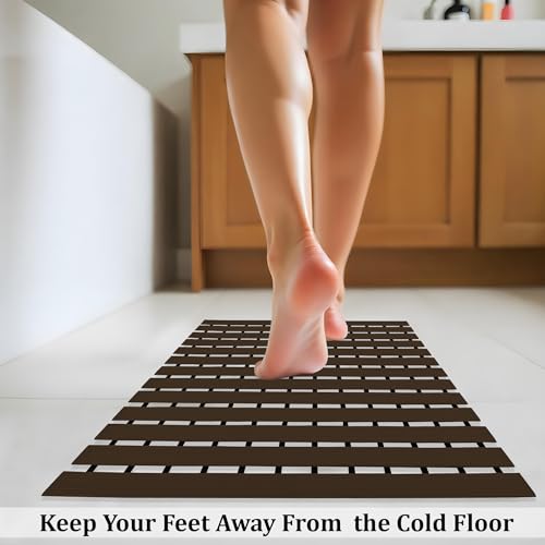 Image of Kuber Industries 60x40 cm Anti-Skid Rectangular Mat for Bathroom with Rubber Base | Shower Mats for Bathroom Anti Slip | Foot Mat for Preventing Slips & Falls in Wet Areas | Stripe Design - Brown