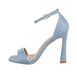  Ital Design Damenschuhe Sandalen & Sandaletten High-Heel Sandaletten, BO-162-, Kunstleder, Hellblau, Gr. 41