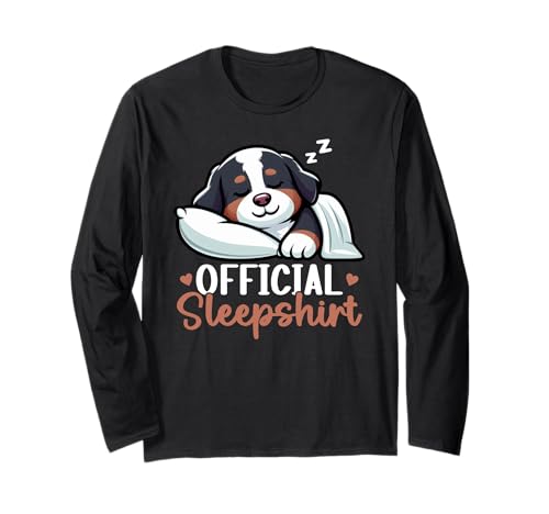 Sleepshirt oficial Bernese Mountain Dog Lazy Napping Funny Manga Larga