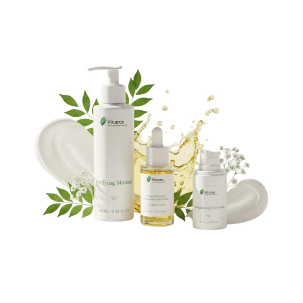 Rejuvenating Glow Collection Box 3-Piece Skincare Set with Bakuchiol Serum Hydrating Eye Cream Purifying Facial Cleanser Anti-Aging Brightening