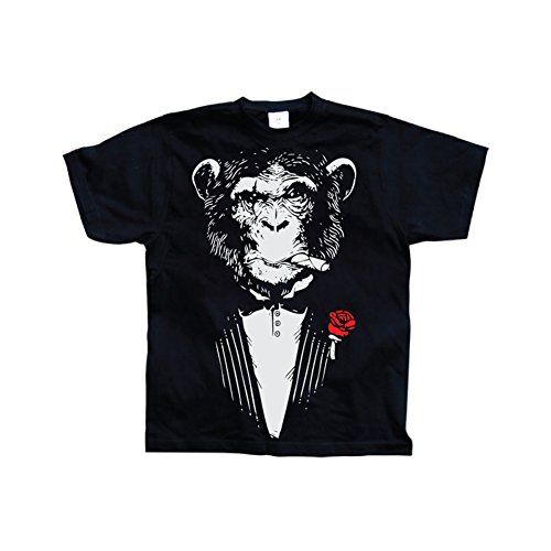 T-shirt Monkey Boss en coton noir pour homme en taille L | Vetement officiel singe rigolo