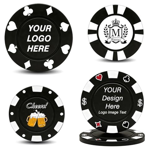 Skartam Custom Poker Chips with Logo Personalized Poker Chips Your Own Photo Text Double Sided Full Color Printing Custom Tokens for Bar Party Business Cards Promotions 10-500PCS Black