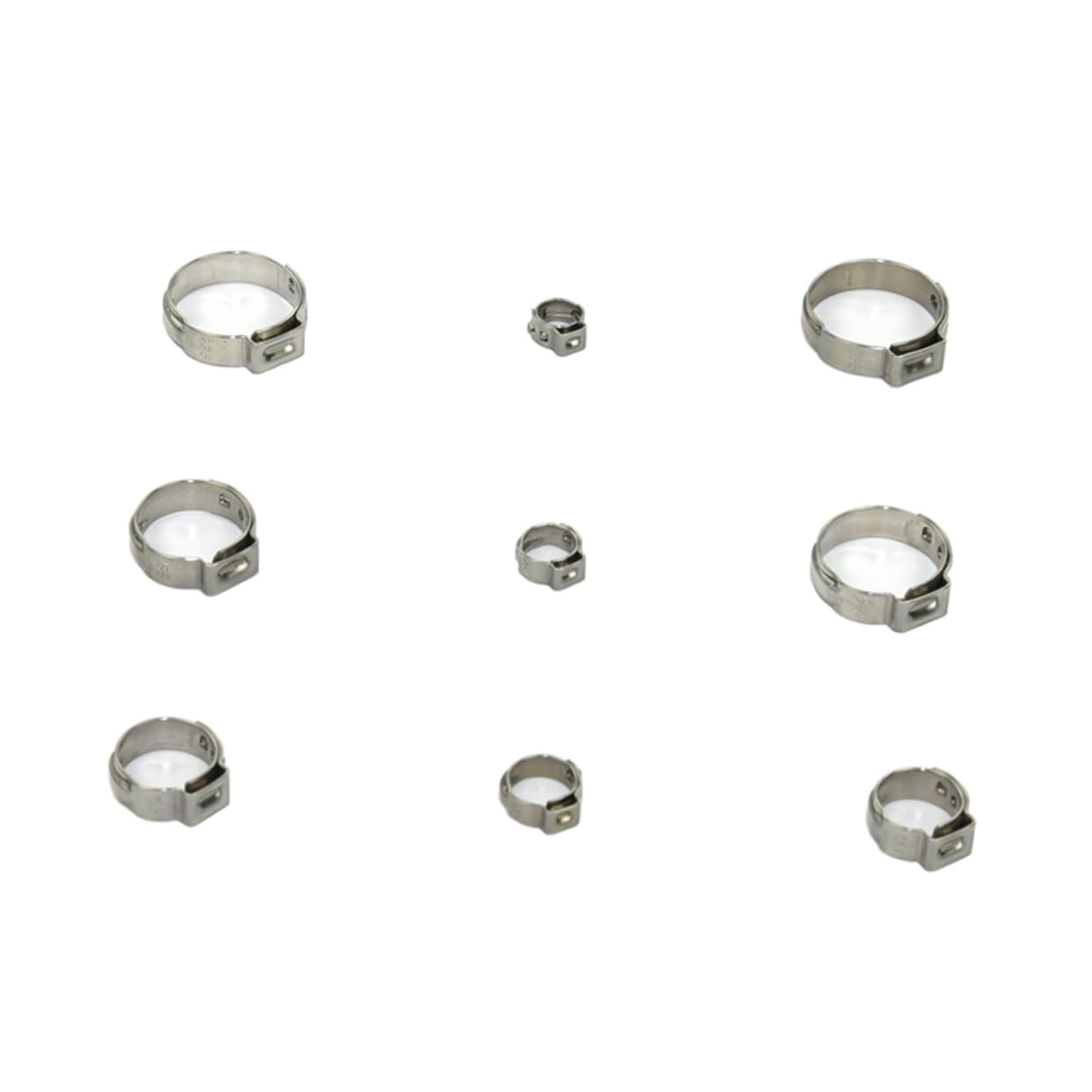 ARTIBETTER Stainless Steel Clamp Set 80 Pieces 7-21mm Single Ear Clamp for Pex Pipe Fastener Round Band Design Industrial Automotive