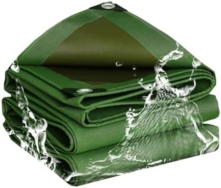 8' x 8' Waterproof Canvas Tarp 25 Mil Thick UV Resistant Rustproof Grommets Heavy Duty Outdoor Cover for Camping Tarpaulin Protective Drop Cloth Multi Purpose Use