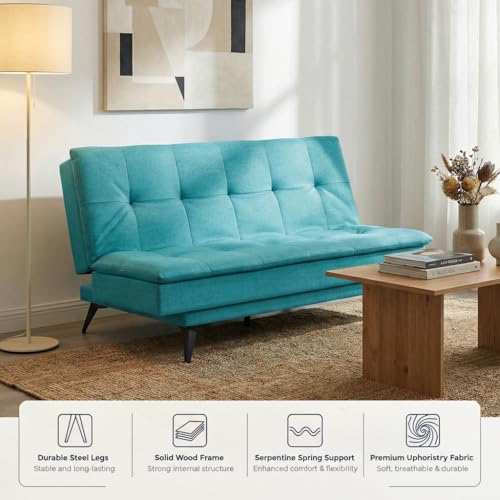 Image of Wakefit Flexia Sofa Cum Bed - Three Seater - Reflection Series Aqua Blue